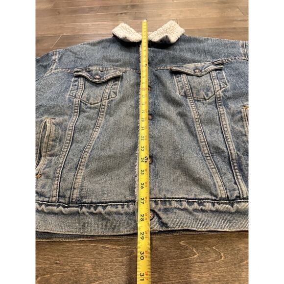 Vtg Levi's Authentic Mens Blue Sherpa Lined Denim Jacket Size XL Made In USA - Picture 8 of 10